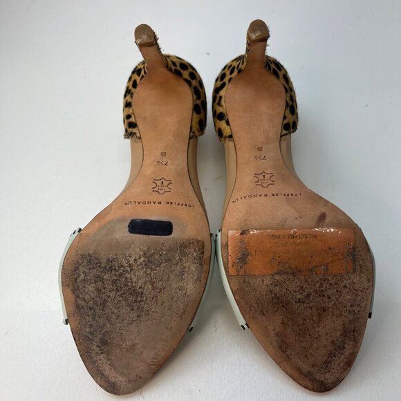 Loeffler Randall D'Orsay Leopard Animal Print Mint Heels Ladies Size 7 1/2 B - Picture 8 of 10